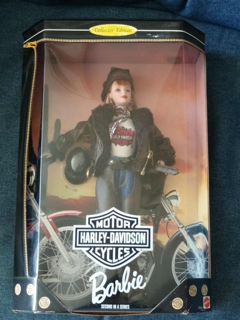 NIB Harley-Davidson Doll in Black Jacket with Blue Jeans